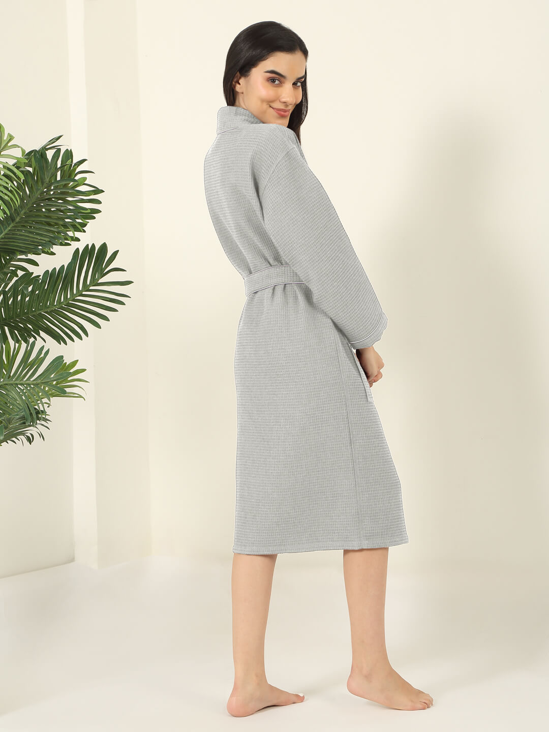 Waffle Luxe Cotton Bath Robe – 250 GSM Ultra Soft & Quick Dry, Unisex Free Size