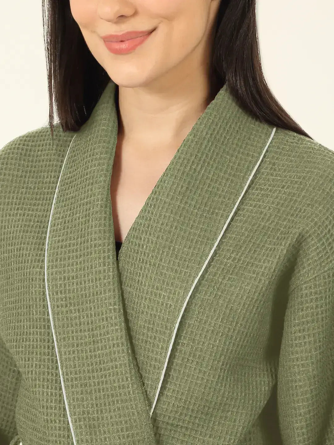 Waffle Luxe Cotton Bath Robe – 250 GSM Ultra Soft & Quick Dry, Unisex Free Size