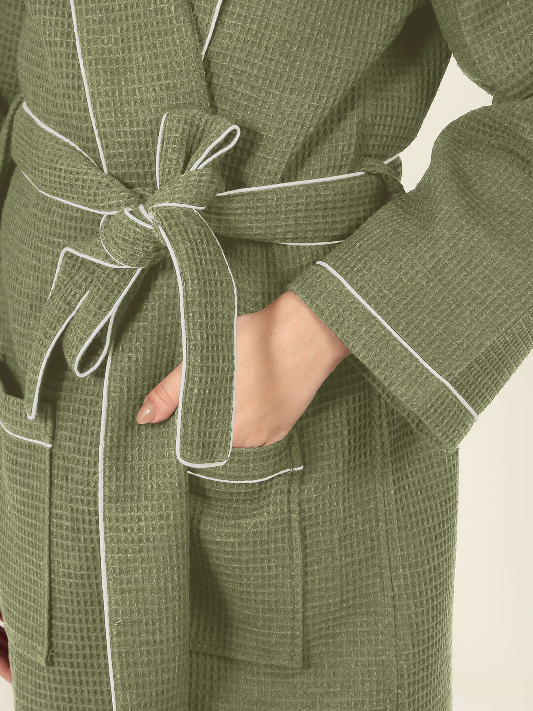 Waffle Luxe Cotton Bath Robe – 250 GSM Ultra Soft & Quick Dry, Unisex Free Size