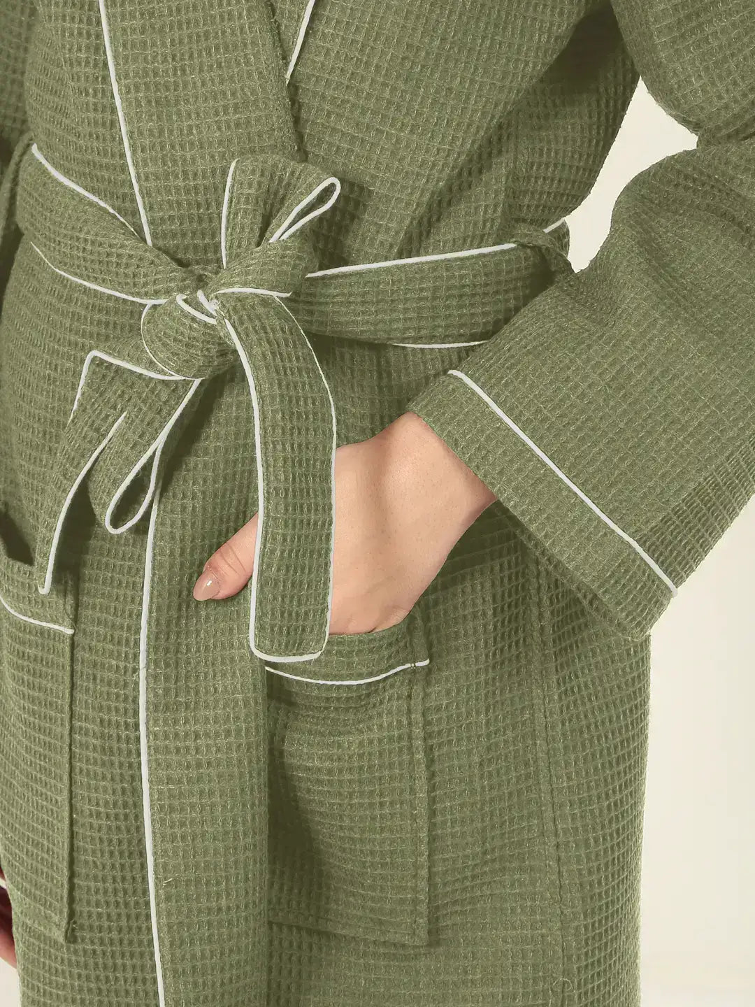 Waffle Luxe Cotton Bath Robe – 250 GSM Ultra Soft & Quick Dry, Unisex Free Size