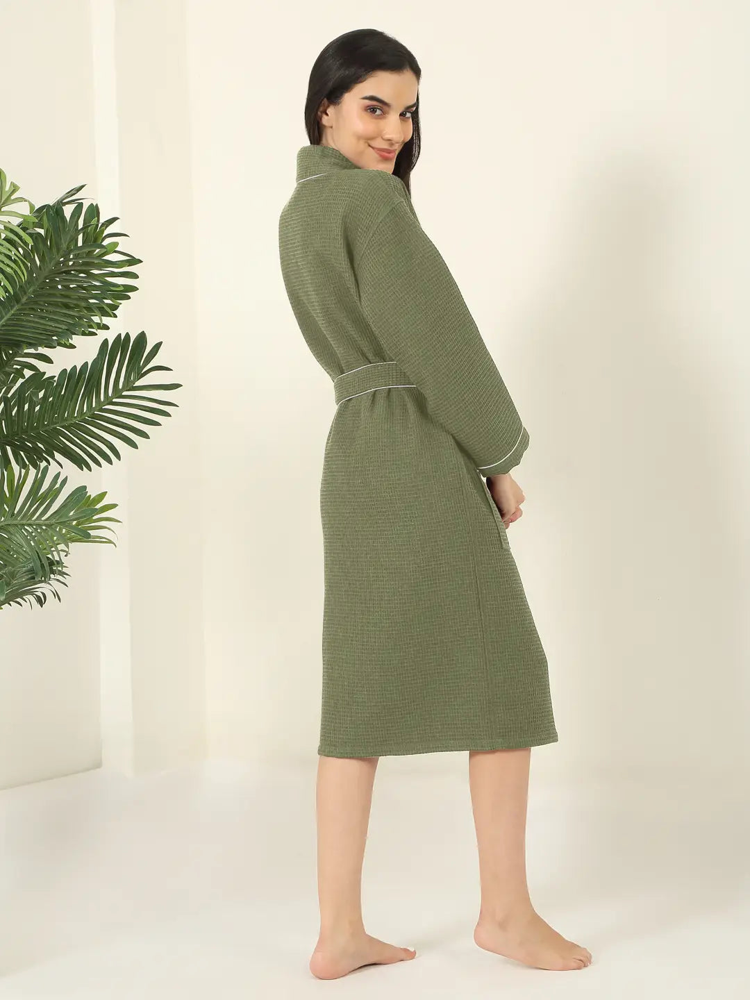 Waffle Luxe Cotton Bath Robe – 250 GSM Ultra Soft & Quick Dry, Unisex Free Size