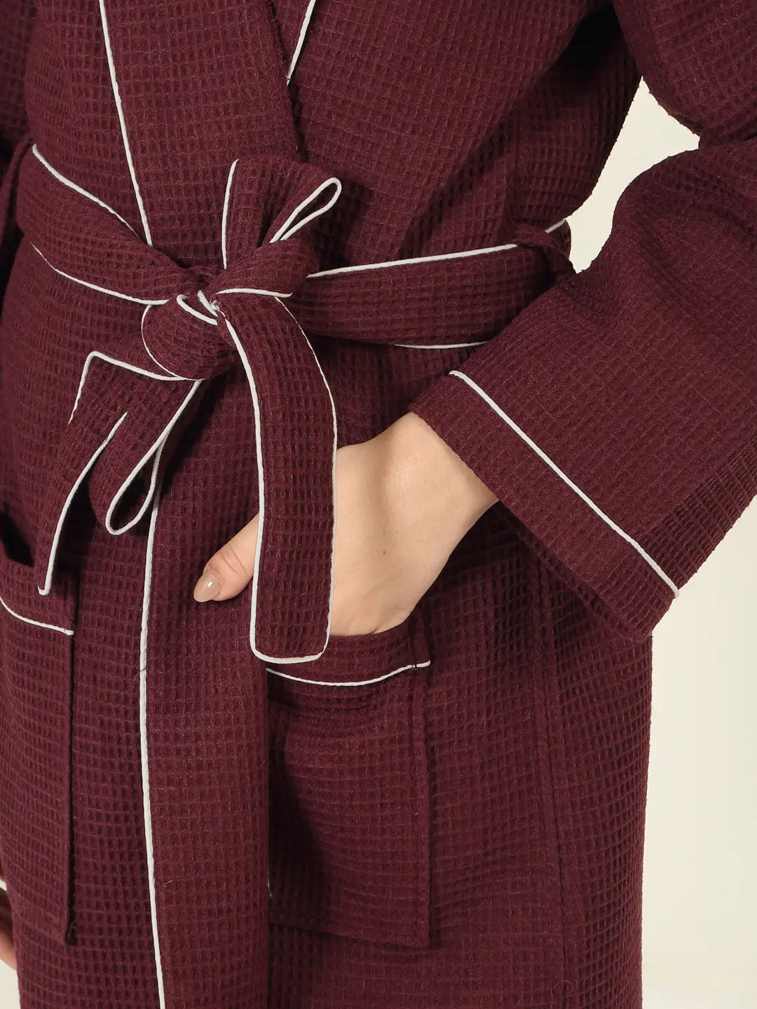 Waffle Luxe Cotton Bath Robe – 250 GSM Ultra Soft & Quick Dry, Unisex Free Size