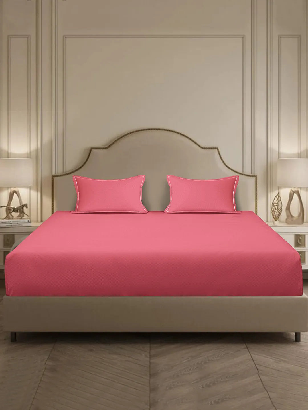 Micro Checks 100% Cotton – 300TC Super King Size Flat Bedsheet Set