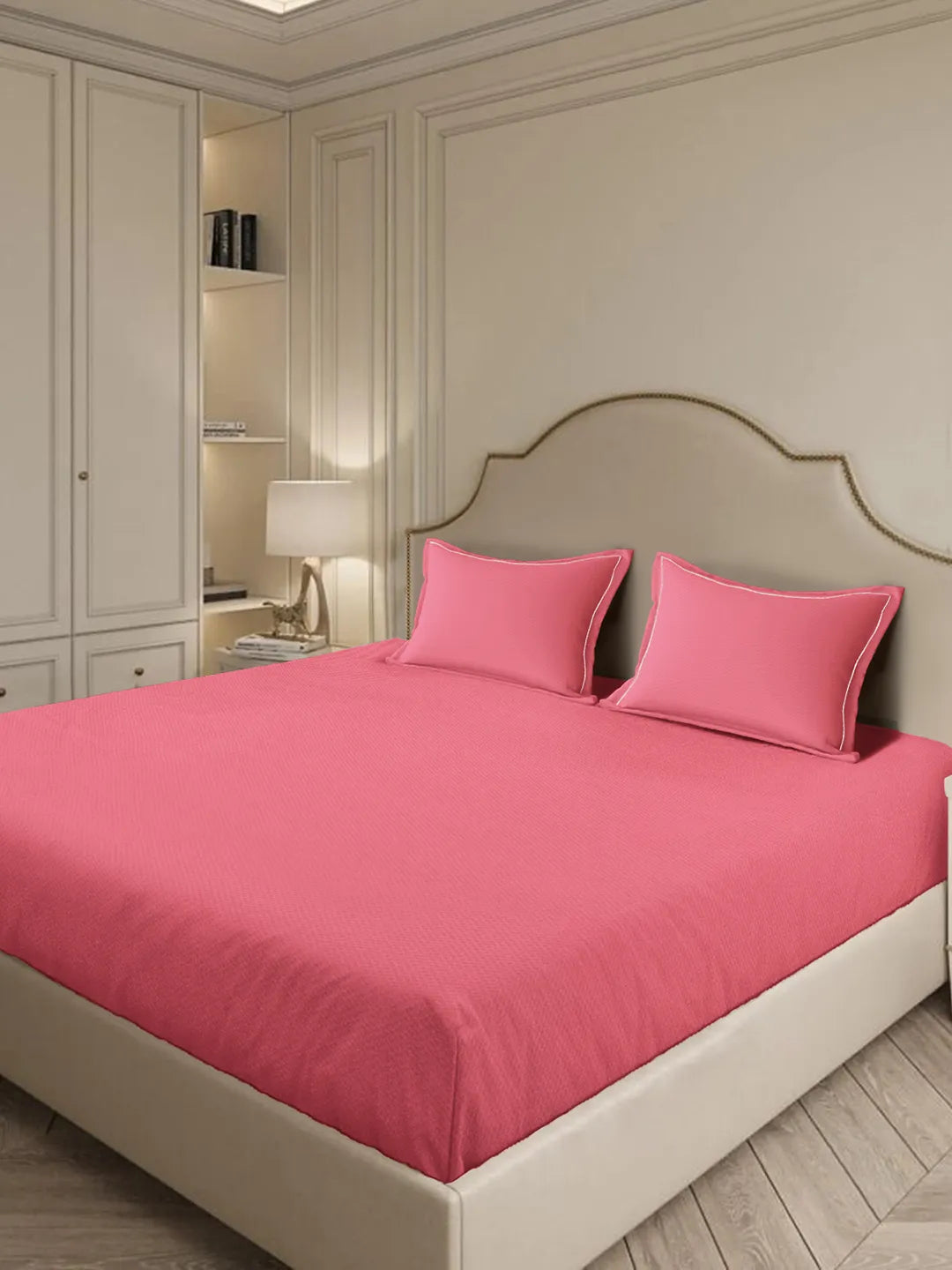 Micro Checks 100% Cotton – 300TC Super King Size Flat Bedsheet Set