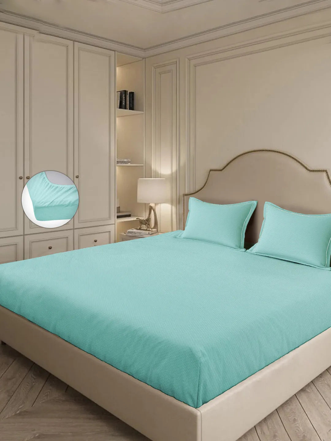 Micro Checks 100% Cotton – 300TC King Size Fitted Bedsheet Set