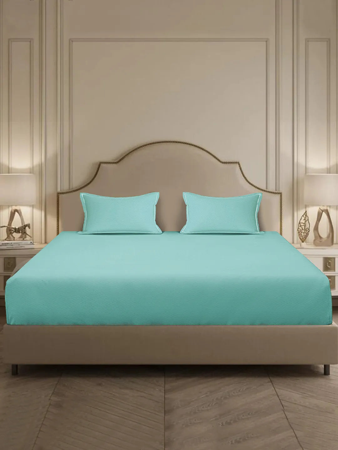 Micro Checks 100% Cotton – 300TC King Size Fitted Bedsheet Set