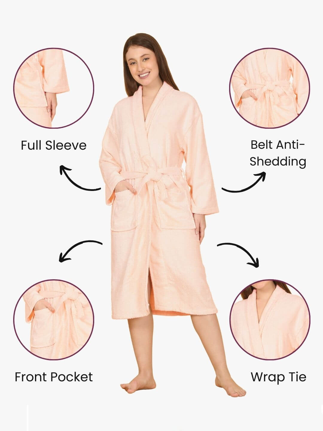 Bamboo Bliss Terry Bath Robe - Bamboo Cotton, Ultra-Soft & Lightweight, Unisex Free Size
