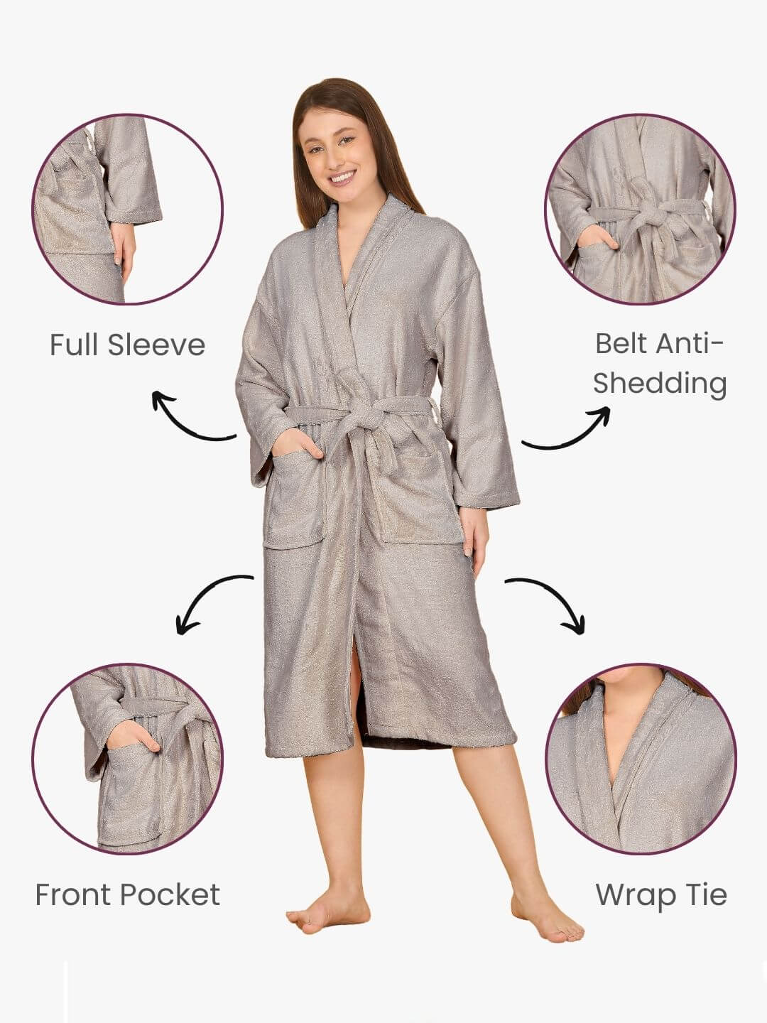Bamboo Bliss Terry Bath Robe - Bamboo Cotton, Ultra-Soft & Lightweight, Unisex Free Size