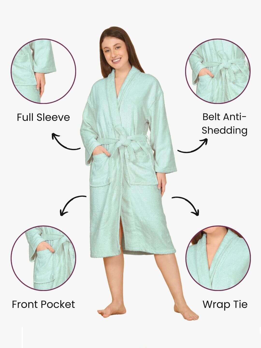 Bamboo Bliss Terry Bath Robe - Bamboo Cotton, Ultra-Soft & Lightweight, Unisex Free Size