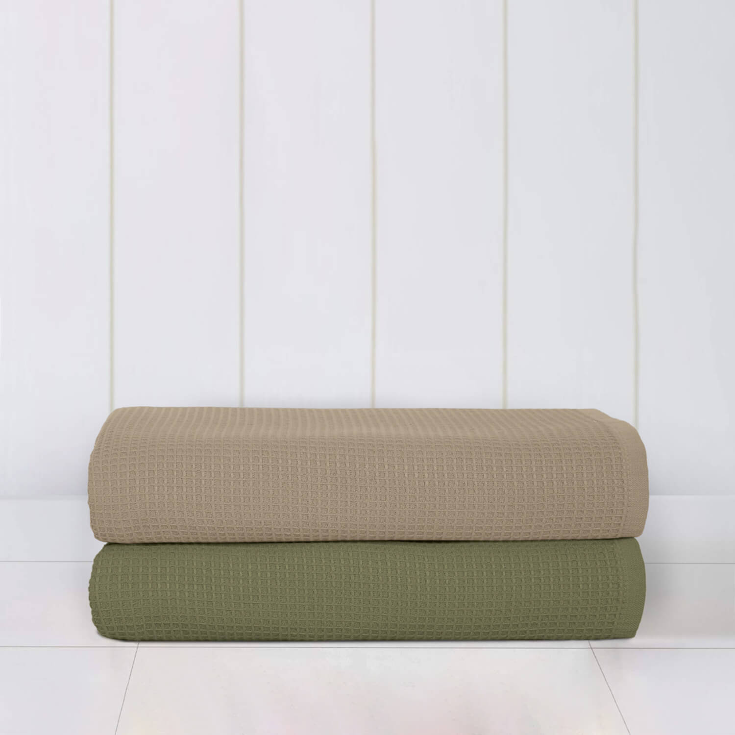 Waffle Comfort Bath Towels (Set of 2) - Soft, Quick Dry, 450 GSM