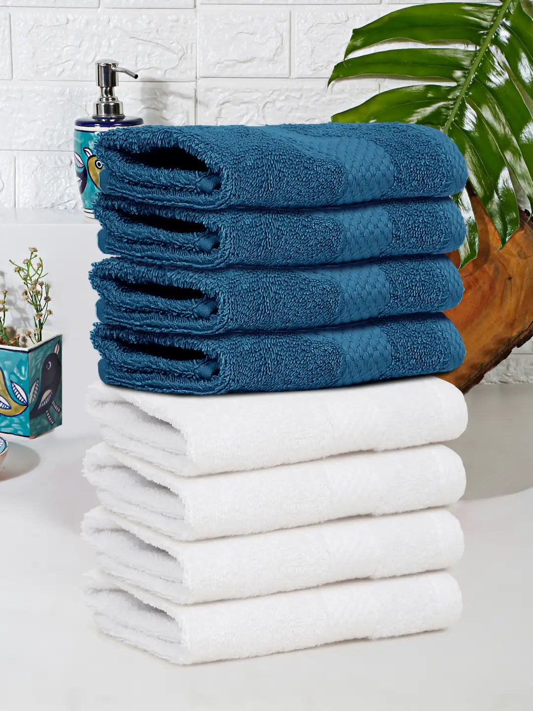 Terry Luxe Face Towels (Set of 8) - Ultra Soft, Lightweight, 550 GSM