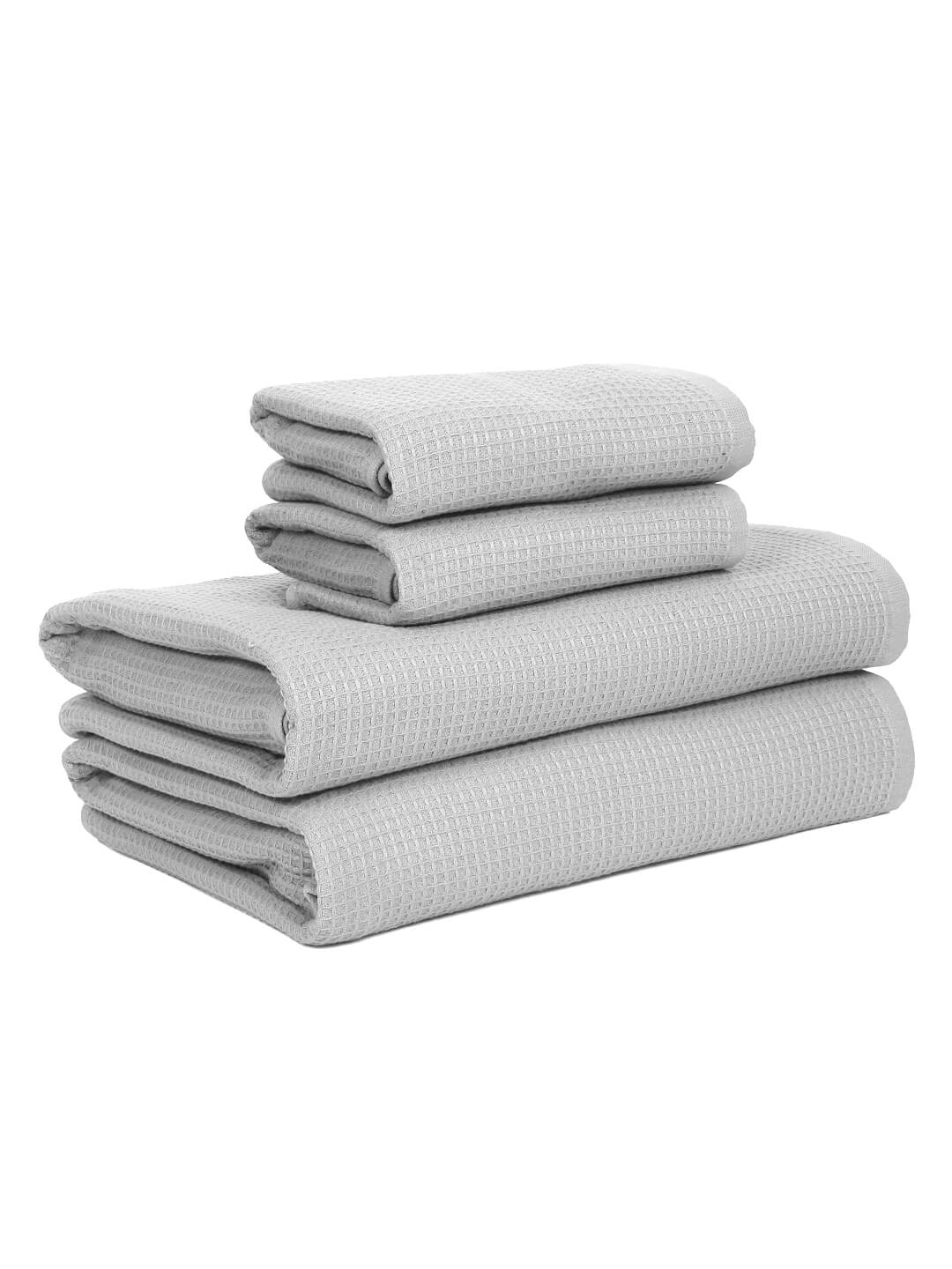 Waffle Comfort Towel Set (4 Pieces) - Soft, Quick Dry, 450 GSM