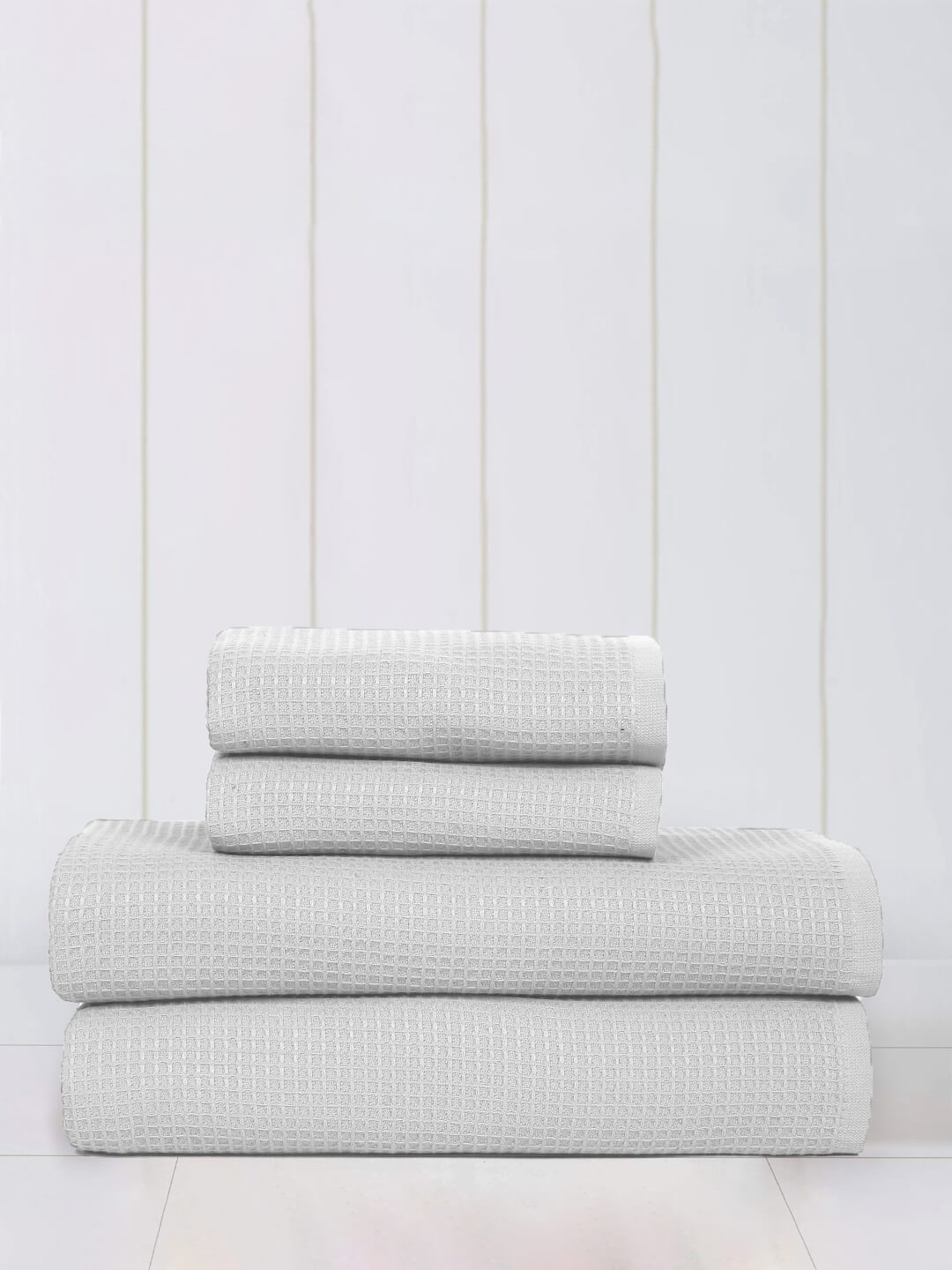 Waffle Comfort Towel Set (4 Pieces) - Soft, Quick Dry, 450 GSM