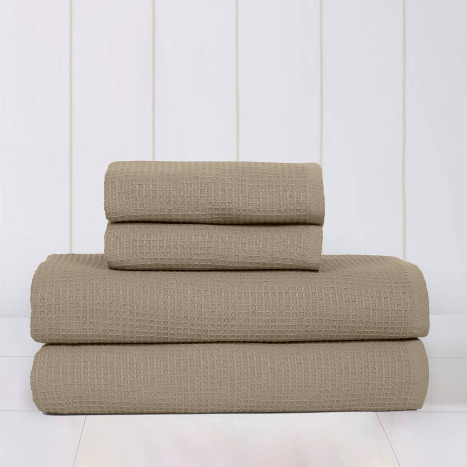 Waffle Comfort Towel Set (4 Pieces) - Soft, Quick Dry, 450 GSM