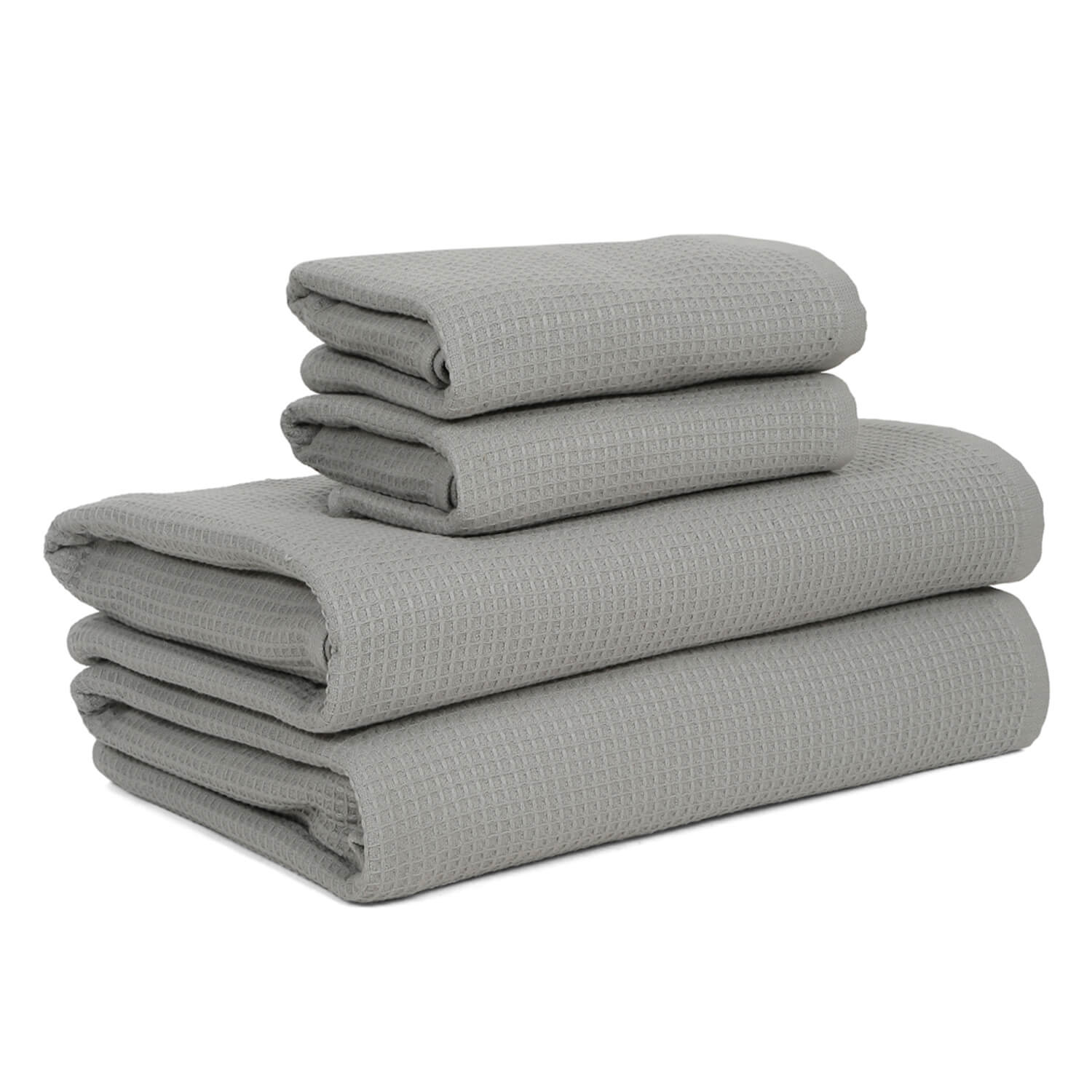 Waffle Comfort Towel Set (4 Pieces) - Soft, Quick Dry, 450 GSM