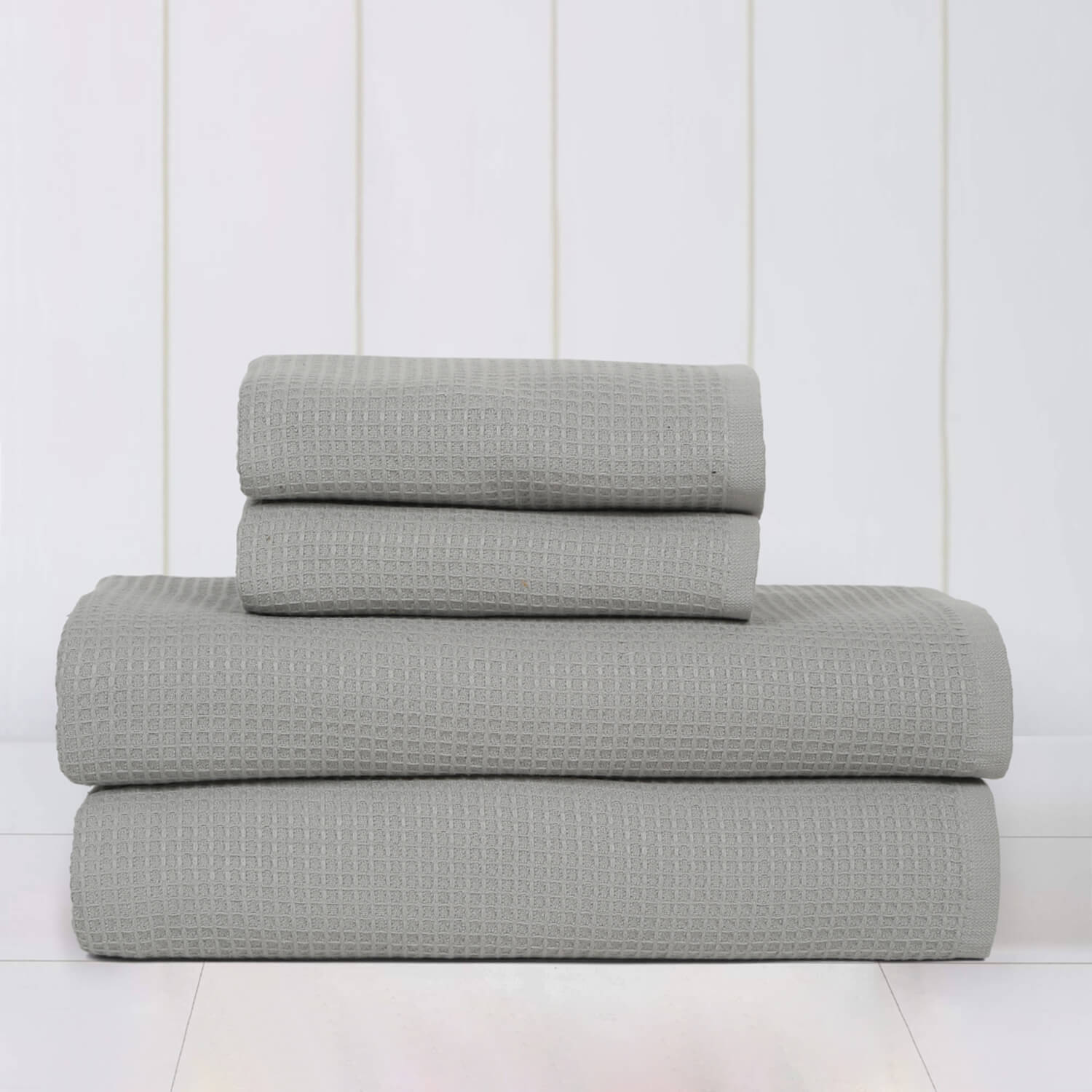 Waffle Comfort Towel Set (4 Pieces) - Soft, Quick Dry, 450 GSM