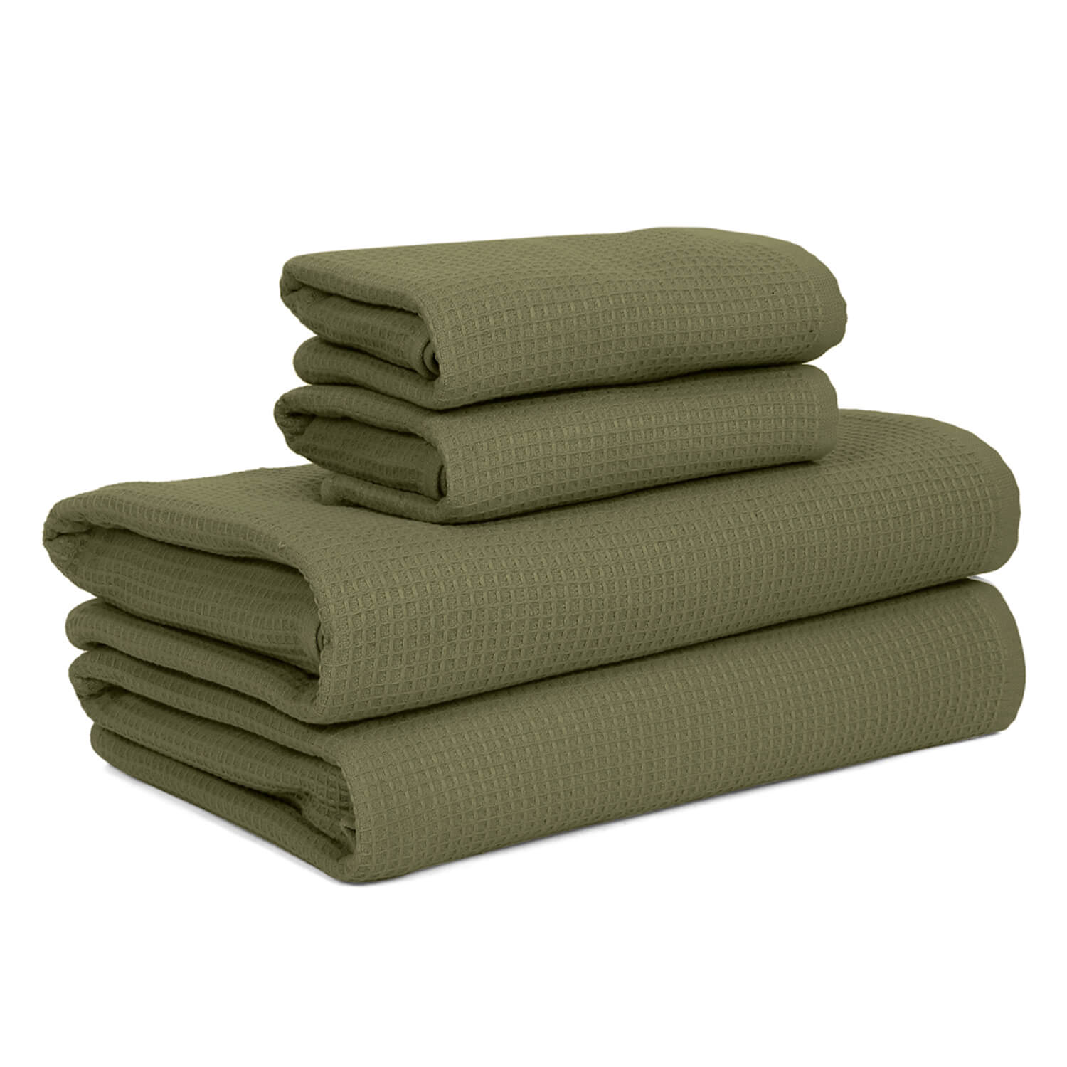 Waffle Comfort Towel Set (4 Pieces) - Soft, Quick Dry, 450 GSM