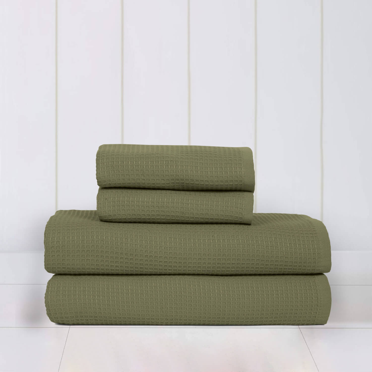 Waffle Comfort Towel Set (4 Pieces) - Soft, Quick Dry, 450 GSM