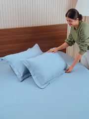 Urban Grid 100% Cotton Bedsheet Set with 2 Pillow Covers - 300TC