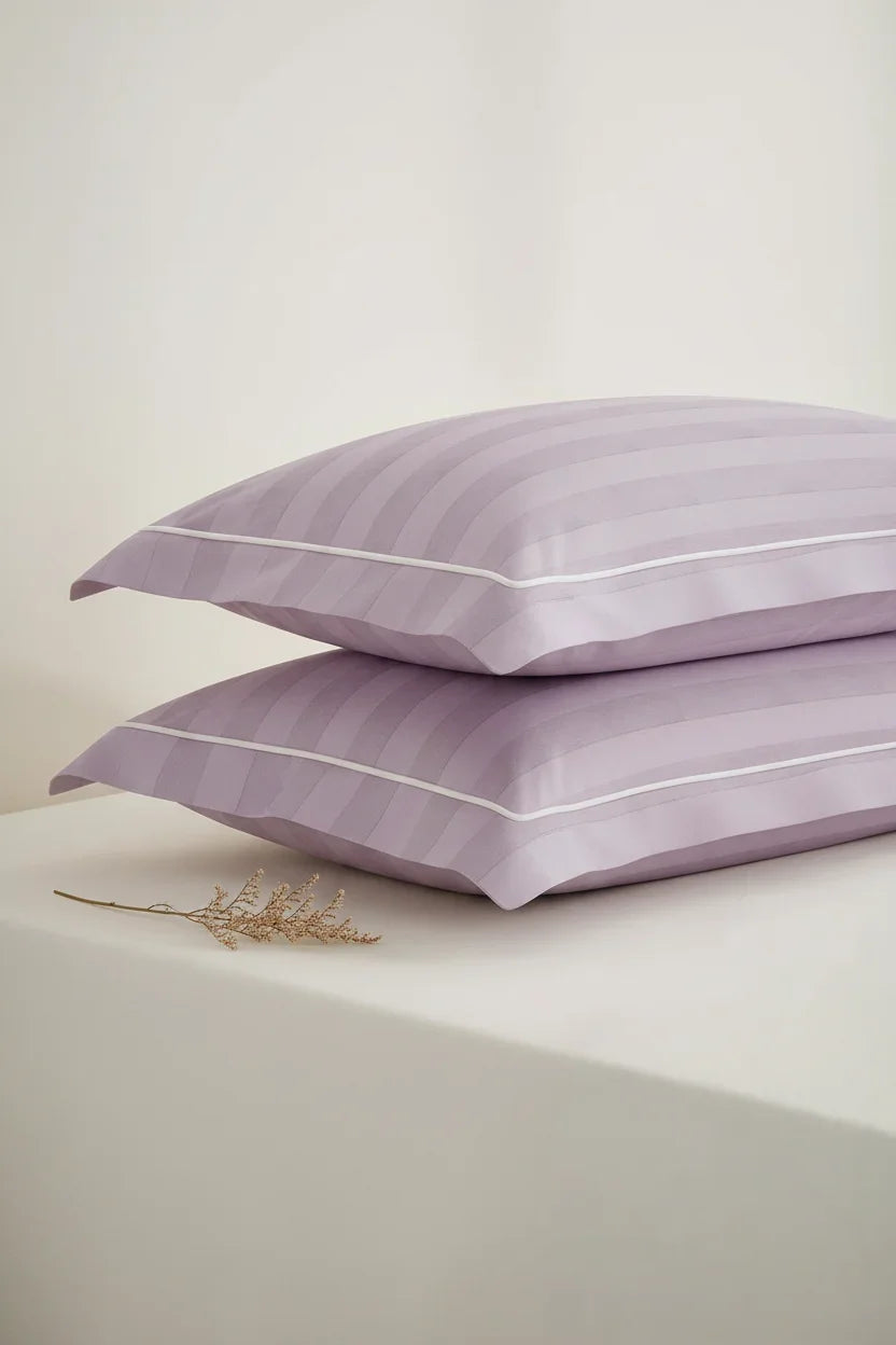 Elysian Stripes Pillow Covers (Set of 2) - 100% Cotton, 300TC, Ultra-Soft & Breathable