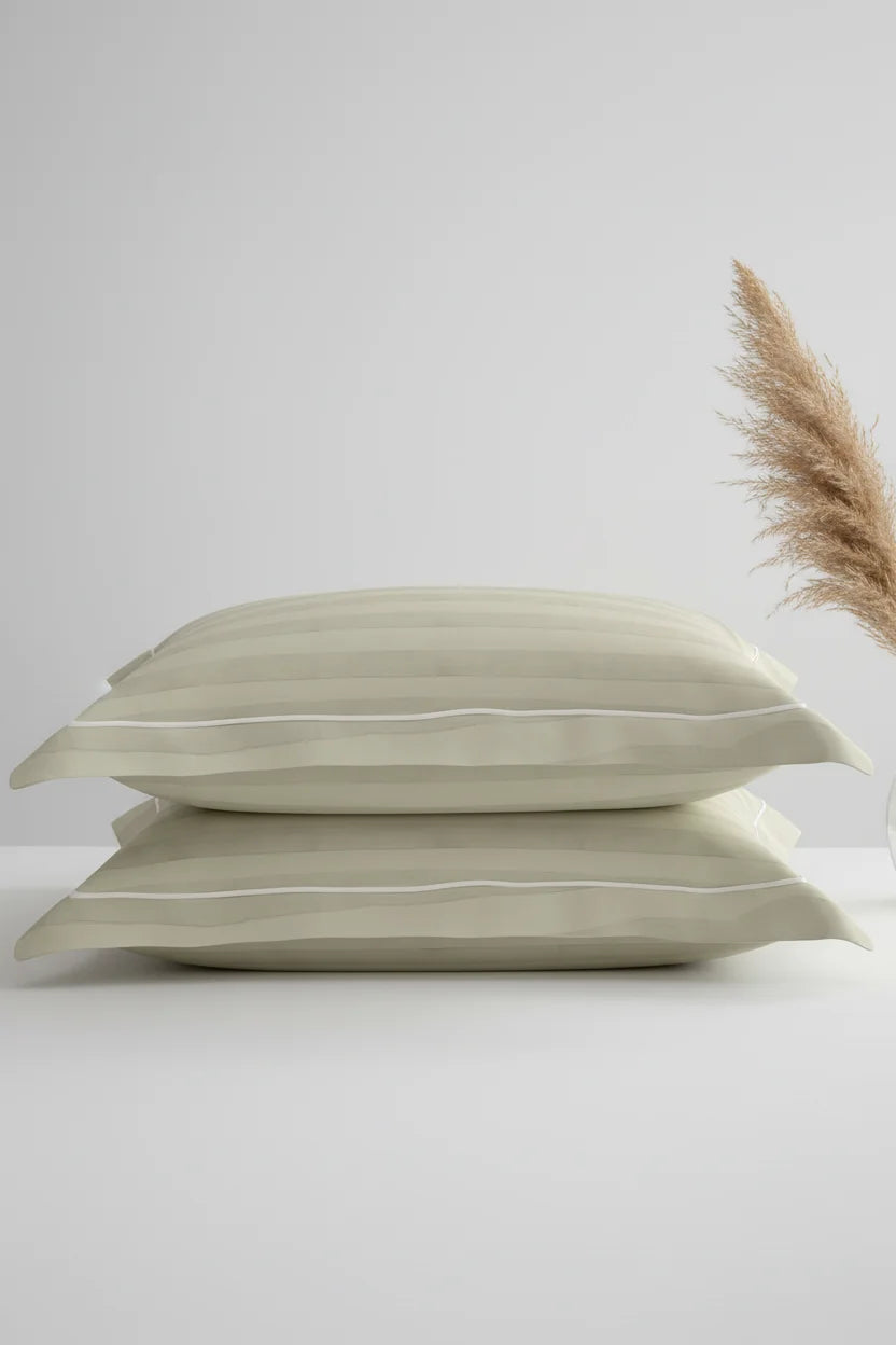 Elysian Stripes Pillow Covers (Set of 2) - 100% Cotton, 300TC, Ultra-Soft & Breathable