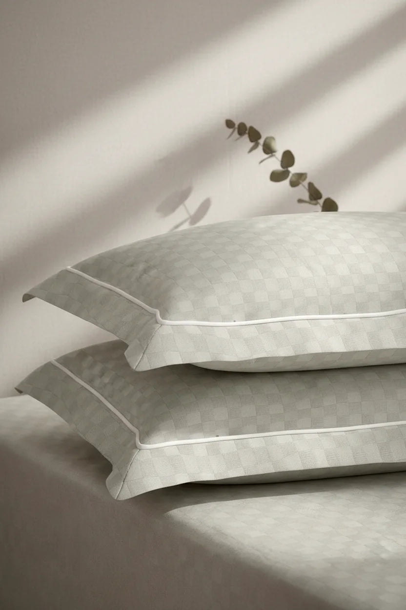 Urban Grid Pillow Covers (Set of 2) - 100% Cotton, 300TC, Ultra-Soft & Breathable