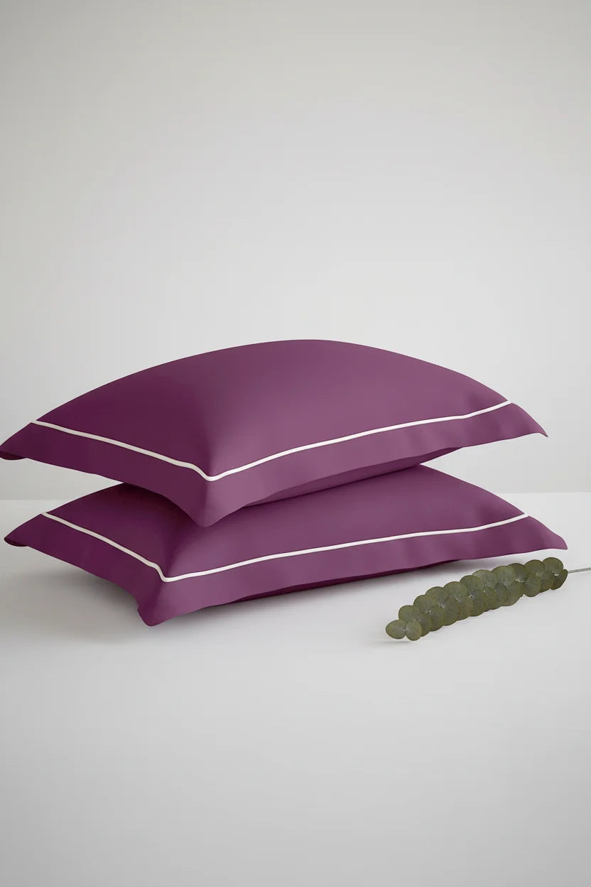 Serenity Solids Pillow Covers (Set of 2) - 100% Cotton, 250TC, Soft & Breathable