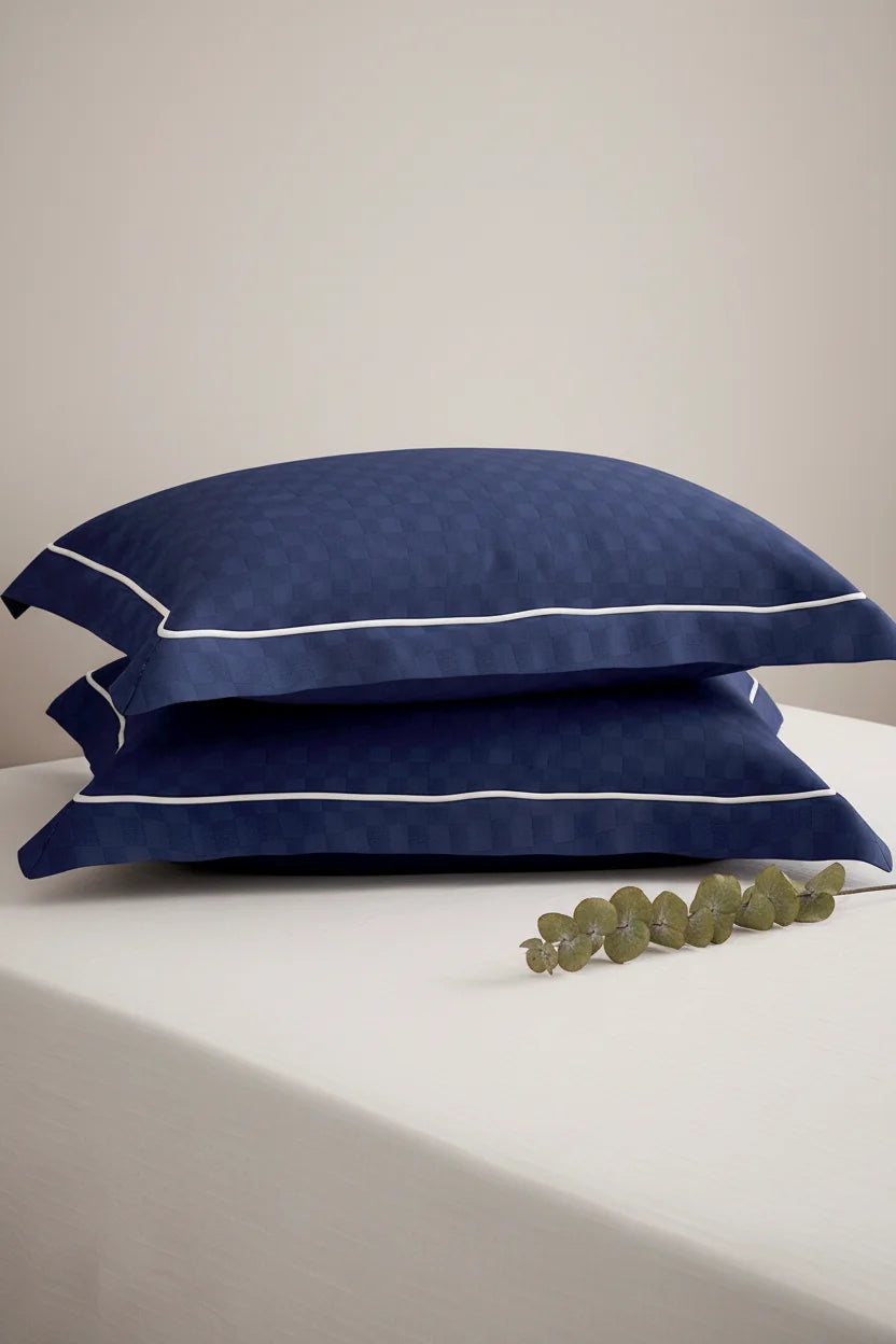 Urban Grid Pillow Covers (Set of 2) - 100% Cotton, 300TC, Ultra-Soft & Breathable