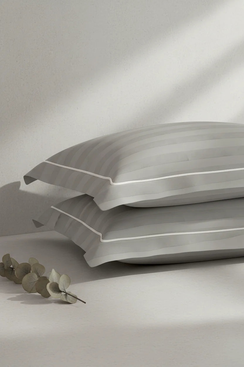 Elysian Stripes Pillow Covers (Set of 2) - 100% Cotton, 300TC, Ultra-Soft & Breathable