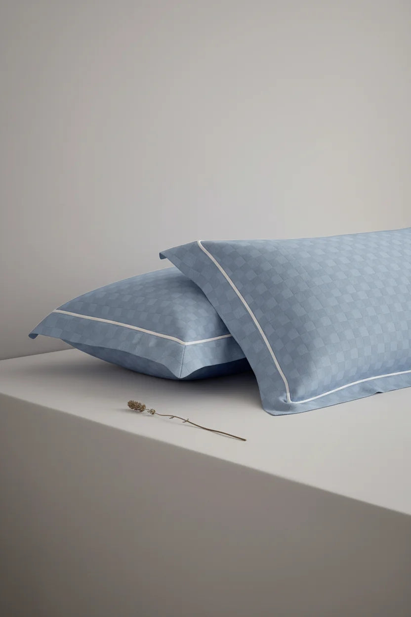 Urban Grid Pillow Covers (Set of 2) - 100% Cotton, 300TC, Ultra-Soft & Breathable