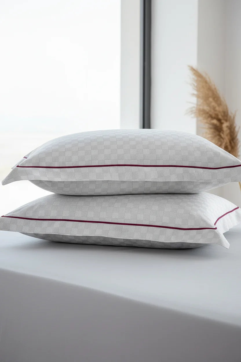 Urban Grid Pillow Covers (Set of 2) - 100% Cotton, 300TC, Ultra-Soft & Breathable